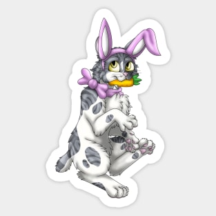 Bobtail BunnyCat: Grey Bicolor Tabby (Pink) Sticker